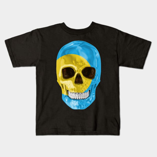 Palau Flag Skull - Gift for Palauan With Roots From Palau Kids T-Shirt by Country Flags